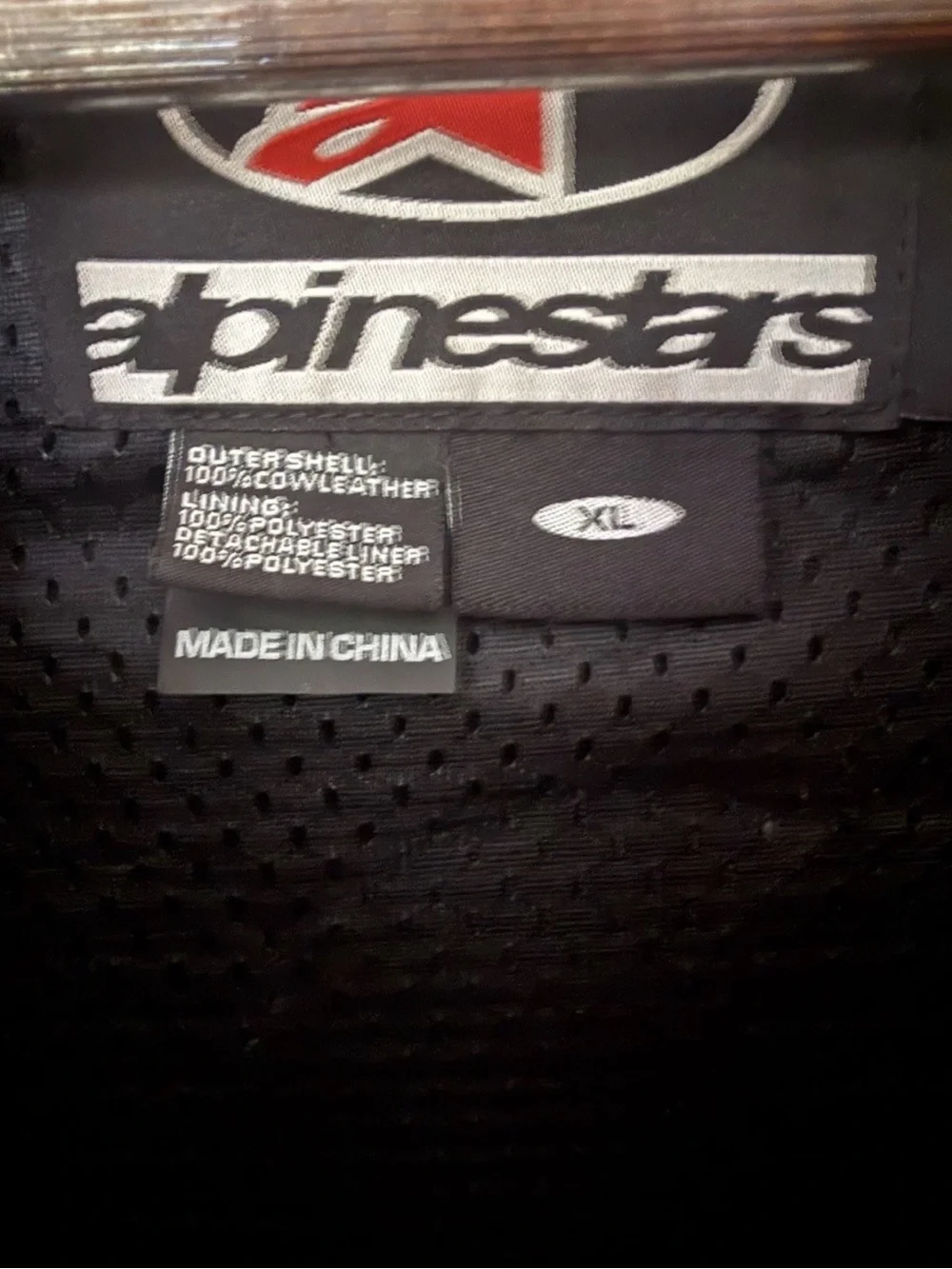 Alpinestars Black Leather Jacket with White Piping and Logo